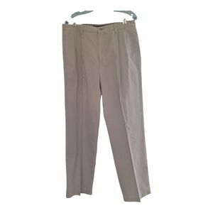 Tommy Hilfiger Khaki Twill 100% Cotton Y2K Pleated Chino Pants 34 Trousers EUC